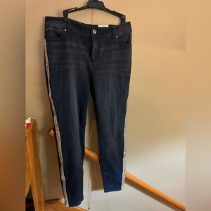 INC denim, rhinestone, skinny, party, 12/32 sz, dk indigo, sparkle on side, NWT